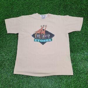 Vintage 1983 Etosha Park Wildlife Shirt Large 22x26 Crop USA